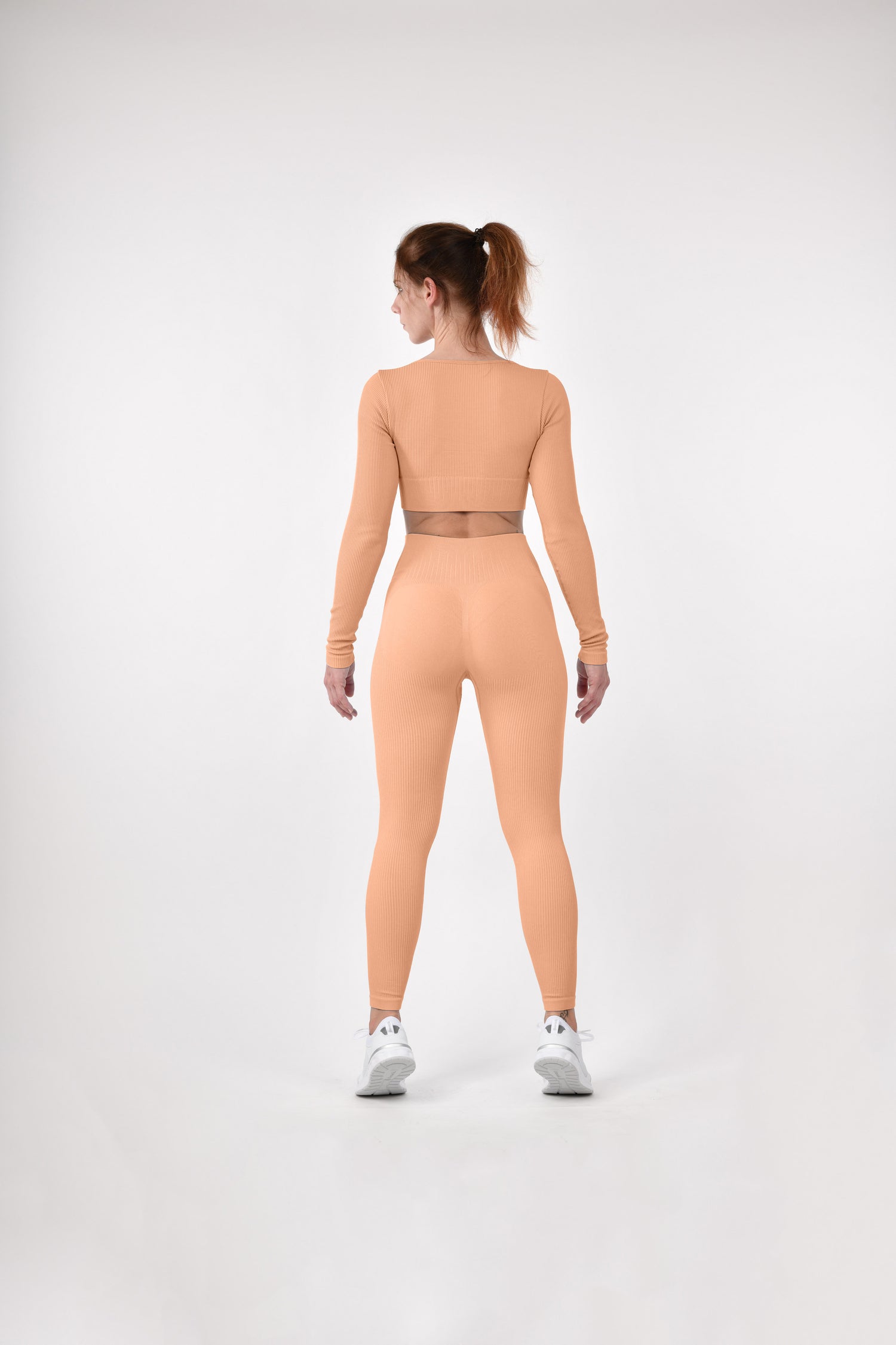 Leggings a coste con effetto scrunch &quot;Albicocca&quot;