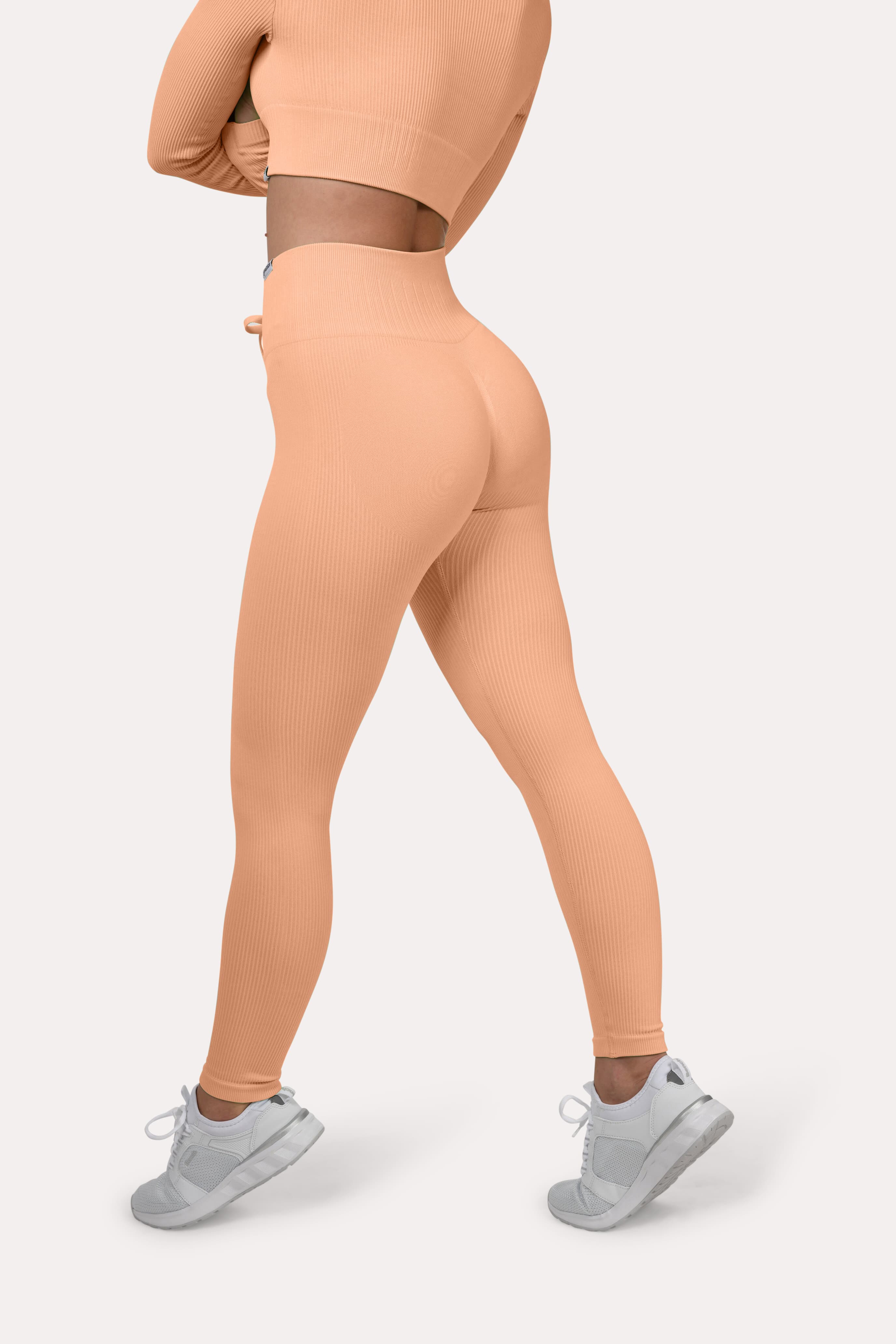 Leggings a coste con effetto scrunch &quot;Albicocca&quot;