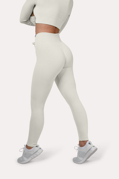 Leggings a coste con effetto scrunch &quot;Albicocca&quot;
