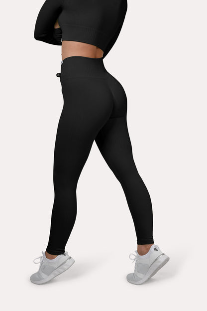 Leggings a coste con effetto scrunch &quot;Albicocca&quot;