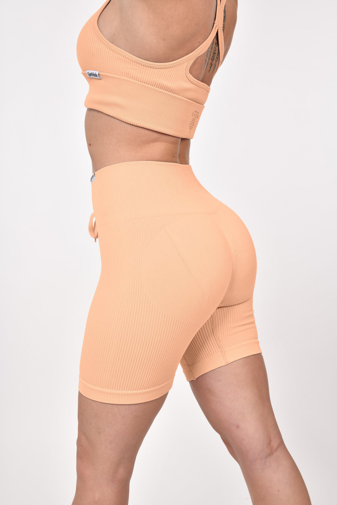 Pantaloncini a coste con effetto scrunch &quot;Albicocca&quot;